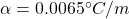 \alpha=0.0065^\circ C/m