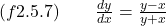 (f2.5.7) \quad \quad \frac{dy}{dx} = \frac{y-x}{y+x}