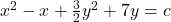 x^2 - x + \frac{3}{2} y^2 + 7y = c